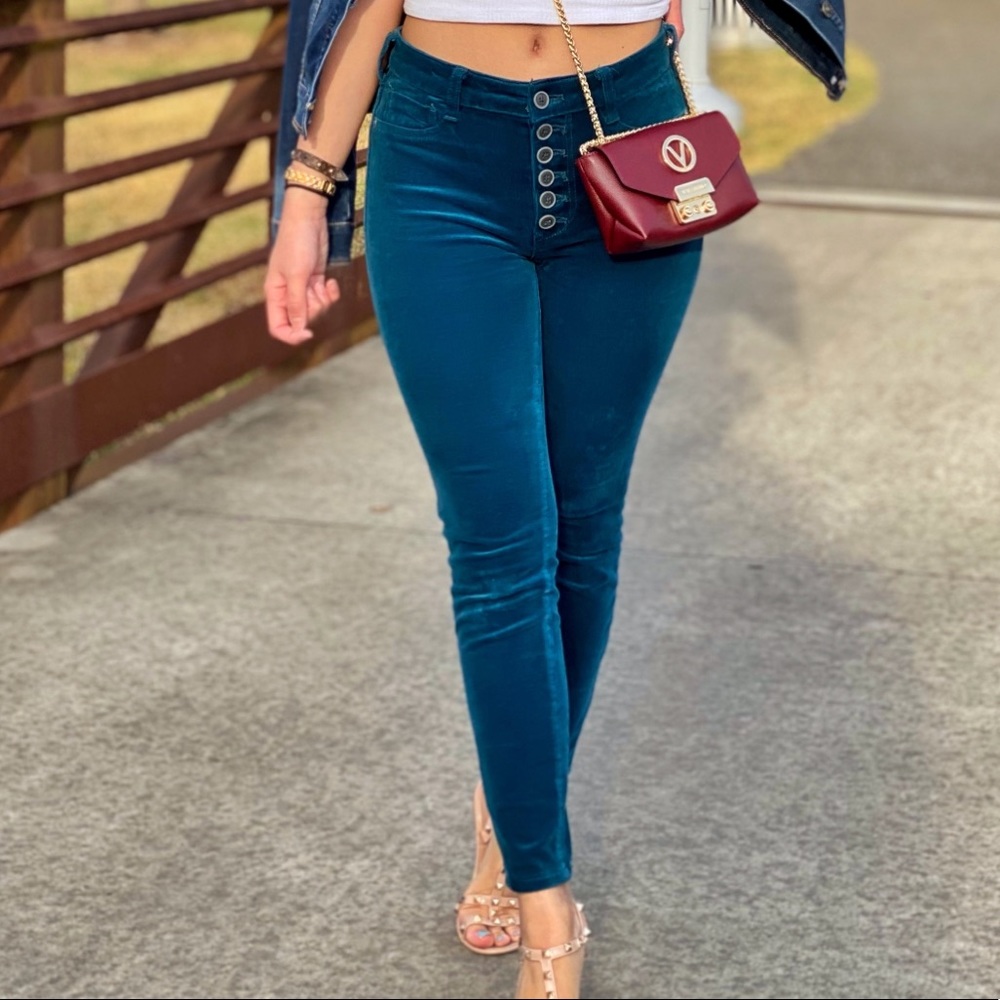 Anthropologie teal corduroy jeggings